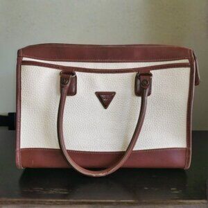 Vintage Guess Handbags/Crossbody Women Leather, Brown & White